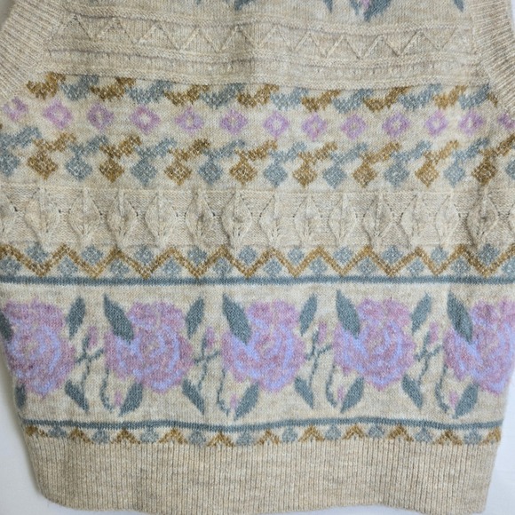 Heartloom Cottagecore Jacquard Floral Sweater Vest, Oat Beige, Small 236S52A NEW - Picture 10 of 11